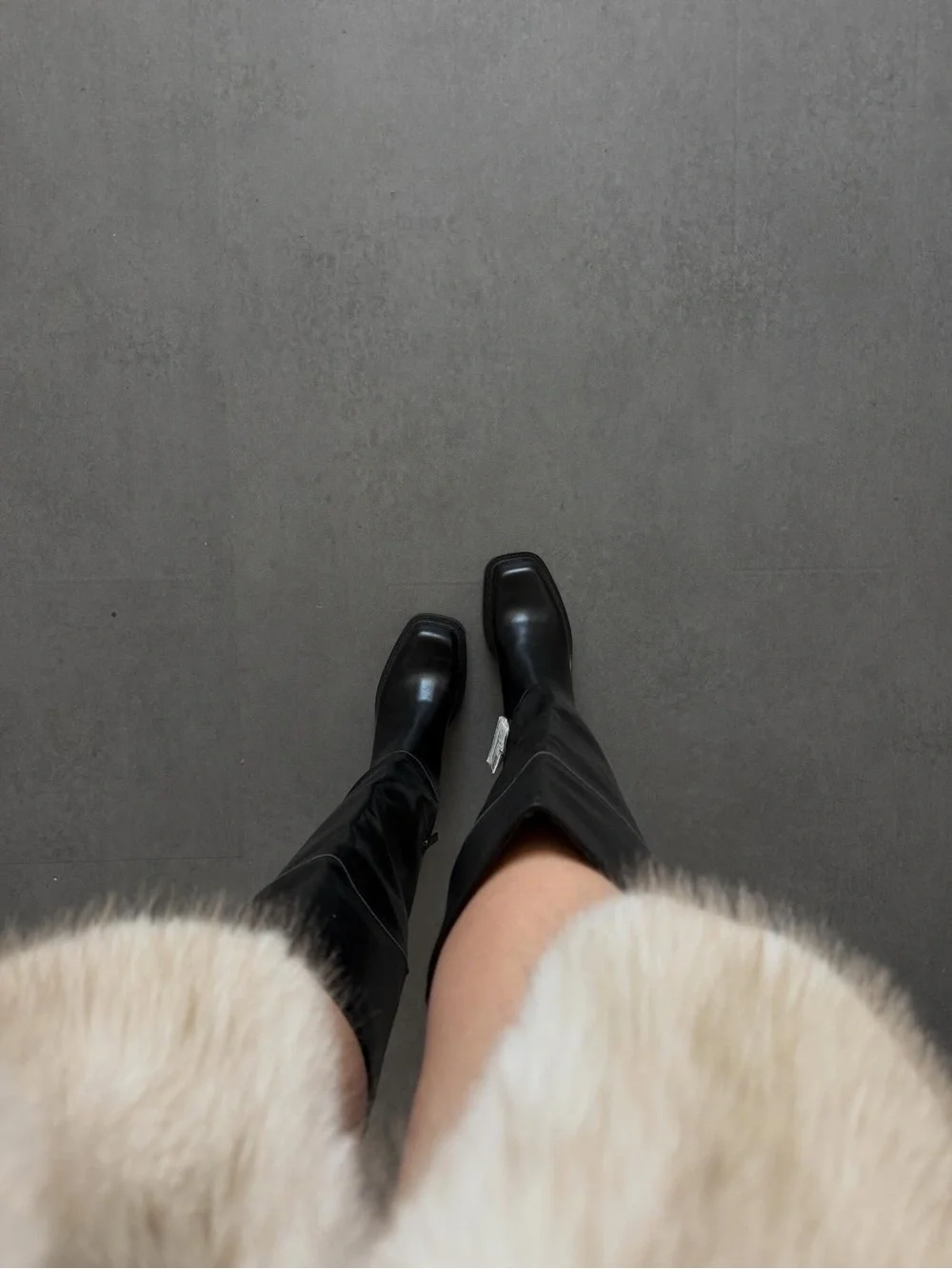 Zara Women’s 6 Extra Long Square Toe Black Boots Thigh High Over The Knee Combat